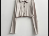 Ronnie Punching Collar Snap Punching Knit Cardigan