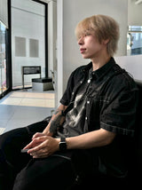 Deep ocean denim set up shirt 2C