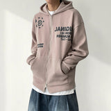 Jinal Illustration Lettering Knit Two Way Hooded Zip-Up