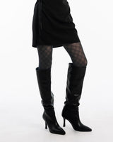Y2K check pattern see-through black stockings (Black)