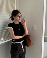 [BELLIDE MADE] Daily Label Semi-Cropped Short-Sleeved T-Shirt