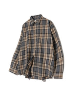 87-STAN074 Vintage Palm Tree OverFit Long Sleeve Check Shirt