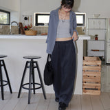 Thermel back pocket wide cotton pants