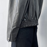Panelled Stand-Collar Leather Jacket