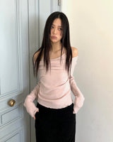 Bora Frill Halter Off-Shoulder Knit