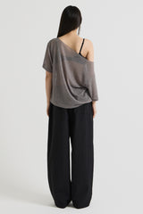 ニットワンショルダーTシャツ, Charcoal