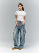 BTB : BLANK POCKET CARGO JEANS [BLUE CORE]