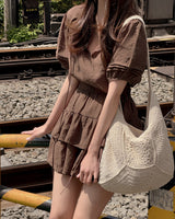 Hara Blouse & Mini Skirt Set (with underwear)