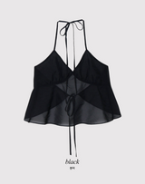 [SHOPPERMADE] ホルターネックレイヤードスリーブレスブラウス (3color)