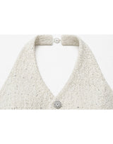 [PRE-FALL] [ATELIER] Jane Tweed Jewel Point Halterneck Vest Ivory