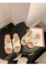 Cross Weave Open-Toe Strap Sandals