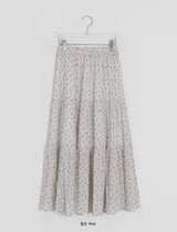 Honil Flower Shirring Banding Long Skirt