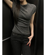 Pigment washing crop t-shirts(4color)