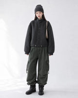 (UNISEX) スエードタッチ ハイネック カーディガン