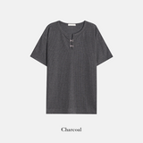 OSフックヘンリーネック半袖Tシャツ