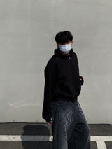Louis High-Neck Muji Cropped Hoodie 3C