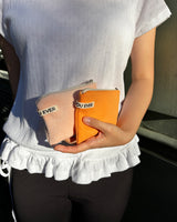 Vivid soft cotton flat pouch - orange , S size