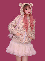 mimi leopard bear hood zip-rp (기모)
