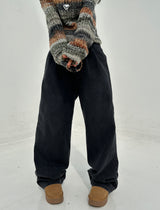 (UNISEX/ S-3XL) BALLOON DARK BLUE WIDE HAREM UNISEX PANTS