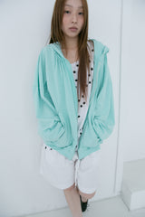 shirring neck hood zip-up(3colors)