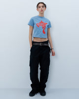 ツイストロゴクロップTシャツ　ブルー
