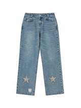 STAR APLIQUE DENIM PANTS LIGHT BLUE