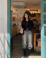 Easy wide denim pants