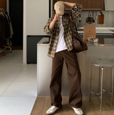 リストレートオーバーフィットチェックシャツ
