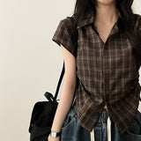 Motsu Check Side String Short Sleeve Shirt