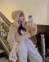 Fur Crop Hooded Jacket