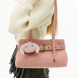 Suede Buckle Strap Tote Shoulder Bag _ Pink