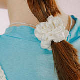 MINI SHIRRING SATIN SCRUNCHIE (IVORY)