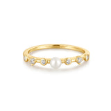 [Worn by Baby Monster Ahyeon, Chuu,Solar]  Freshwater Pearl Cubic Zirconia 925 Silver + 14k gold plating Ring R058-04G