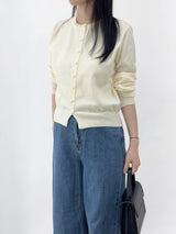 Picre Round Neck Button Long Sleeve Knit Cardigan