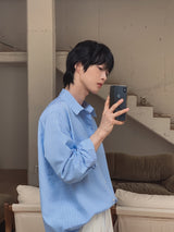 ミウサマーストライプコットンシャツ