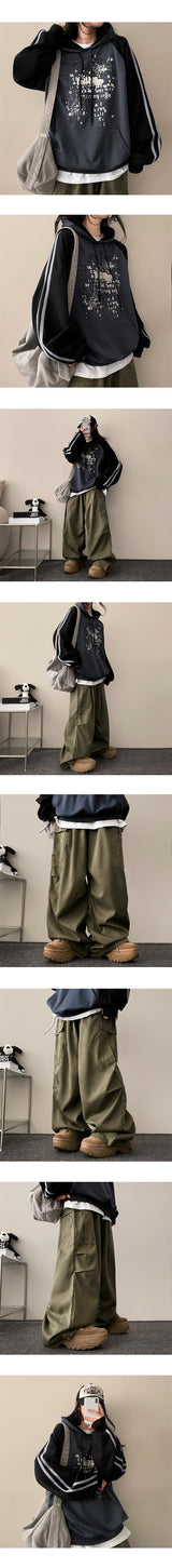 ルイングニーシャーリングストリングカーゴワイドパンツ
