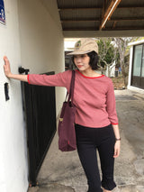 Rue Striped 3/4 Sleeve T-shirt (2color)