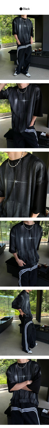 [UNISEX] Dirty washing star half t-shirts (2color)