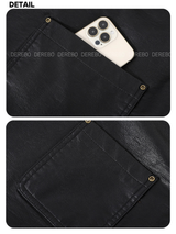 High-End Leather Warm Pocket Half Coat