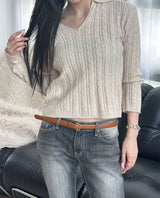 [F/W] Cable v neck kara crop knit(4color)