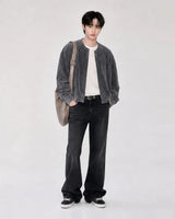 (UNISEX)ベロア クロップ カーディガン