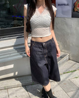 Raw bermuda pants