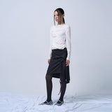 LAYERABLE BUTTON WRAP SKIRT (MELANGE CHARCOAL)