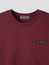 Pocket check crop long sleeve shirt