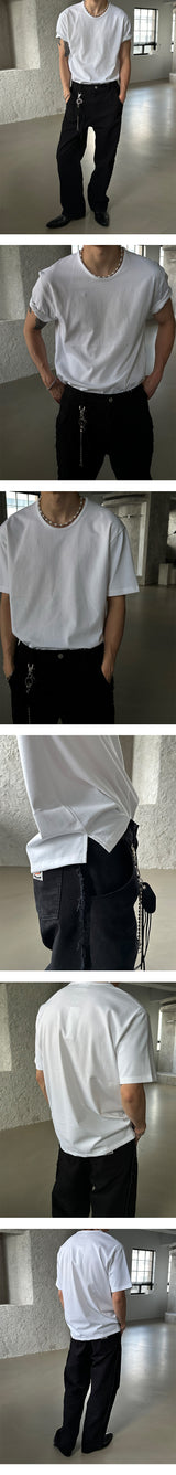 [BASIC ITEM] U neck round half t-shirts (2color)