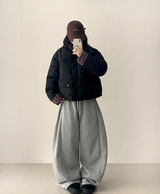 テリーフリースサイドピンタックインシジョンストリングワイドパンツ
