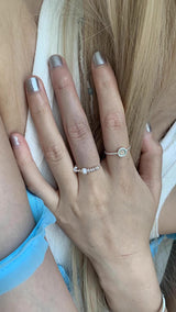 Mint silver-pearl beads ring SET
