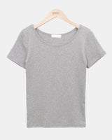 モジュ Uネック スリム ラウンド ショートスリーブ Tシャツ