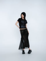 SILHOUETTE RUFFLE MAXI SKIRT [BLACK]