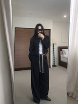 デイステッチローライズストリングワイドスラックスパンツ